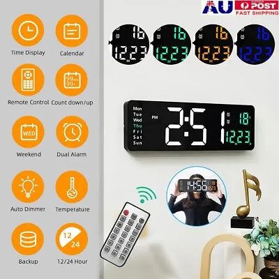 16 Inch Digital Large Big LED Wall Desk Clock Display With Calendar Temperature • $8.79