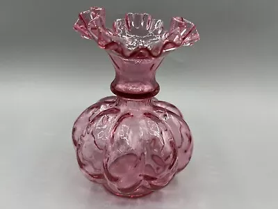 Vintage Fenton Cranberry Glass Ruffled Edge Vase 5.5” • $11.95