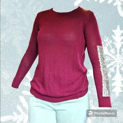 Pink Blush Maternity Sweater Small Medium Berry Red Sequined Holiday • $15