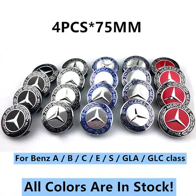 4PCS * 75MM Car Emblem Logo Badge Sticker Hub Cap Centre Cover For Mercedes Benz • $14.32