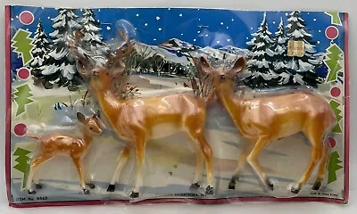 Vintage Yuletide Christmas Deer Family Buck Fawn Set Made Hong Kong Reindeer • $44.95