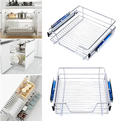 Commercial Pull Out Wire Basket Slid Kitchen Cabinet Cupboard Drawer Shelf Unit • £29.95