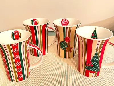 Set Of 4 Maxwell & Williams Mugs Cups Christmas Retired Pattern Porcelain Stripe • $24