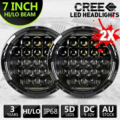 Pair 7  Inch 5D LED Headlights Projector DRL Super Bright For JEEP JK GQ PATROL • $92.99