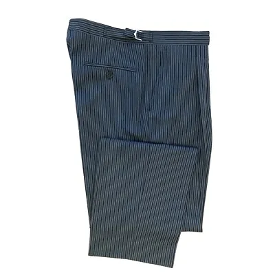 Mens Grey Stripe Single Pleat Trousers  - Wedding/Ascot/Formal/Masonic/Funeral  • £29