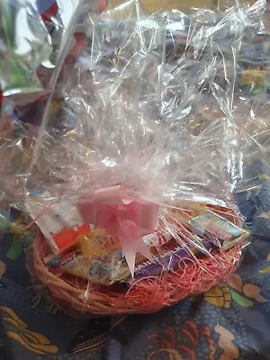 DIY Make Your Own Hamper Wicker Pink Basket Box Kit Oval Shred+Cellophane+Bow  • £2.99