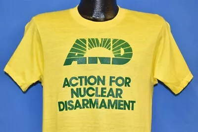 Vintage 80s ACTION FOR NUCLEAR DISARMAMENT FUTURE IN OUR HANDS YELLOW T-shirt M • $66