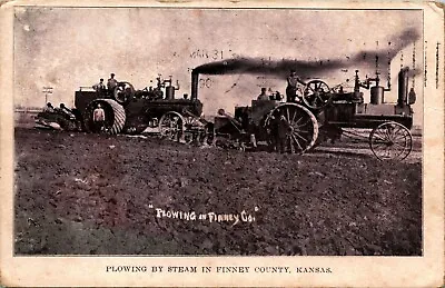 Plowing By Steam Finney County Kansas KS 1909 Household Postcard Club D2 • $96.91