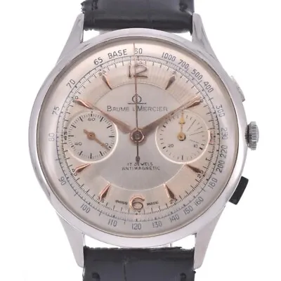 △ Baume & Mercier Vintage Chronograph SS/Leather Hand Winding Men's M#121851 • $1538.40