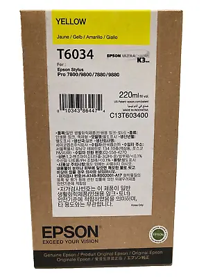 Epson Yellow K3 Ink Cartridge T603400 UltraChrome For Epson Stylus Pro • $74.99