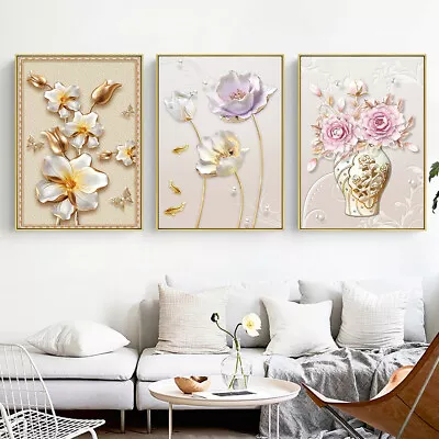 $4.83 • Buy 3D Vase Flowers Bloom Riches Canvas Poster Hangings Picture Prints Modern Decor