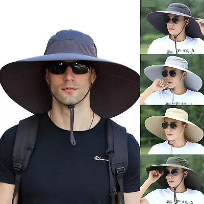 £13.67 • Buy Mens Outdoor Sun Hat Bucket Safari Bush Boonie Hiking Fishing Cap Wide Brim