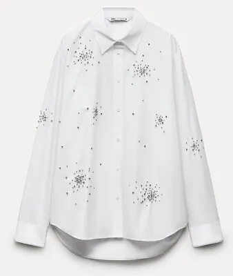 $89.95 • Buy Zara Woman Zw Collection Embroidered Rhinestone Shirt White 4786/328 New