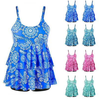 Plus Size Womens Tankini Shorts Set Bathing Swimsuit Beachwear Swimming Costume • £4.89