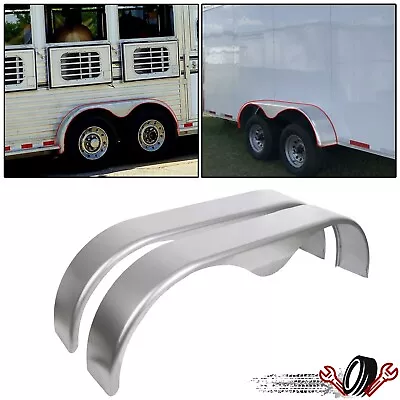 Tandem Round Trailer Fenders Fits 13 Inch To 15 Inch Wheels Unpainted Set Of 2 • $209.20