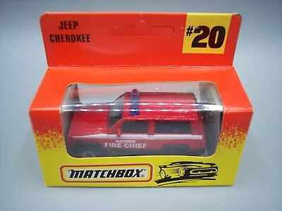“MATCHBOX” RED FIRE CHIEF JEEP CHEROKEE In **CHINA #20 WINDOW BOX** MIB • $9.95