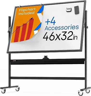 Rolling Magnetic Whiteboard - Large Portable Dry Erase Board With Stand • £89.99