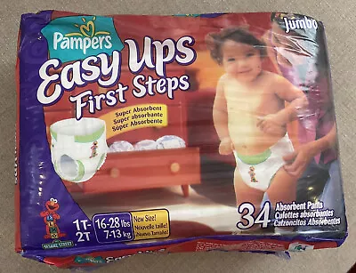 Pampers Easy Ups First Steps 1T 2T Vintage 2003 Sesame Street 34 Training Pants • $29.99