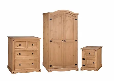 Corona Bedroom Set Arch Top 3 Piece Package Mexican Solid Pine Mercers Furniture • £299.95