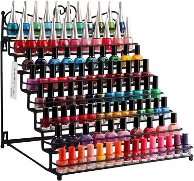 8 Tier Black Metal Shelf Nail Polish Wall Rack Table Top Organizer Display Stand • $28.90