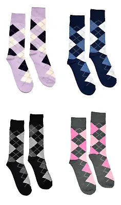 Big & Tall Mens Dress Socks Argyle Diamond Premium Cotton Wedding Groomsmen • $9.50