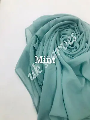 Chiffon Scarf Hijab Soft High Quality Sarong Shawl Maxi Plain Wrap Georgette • £3.90