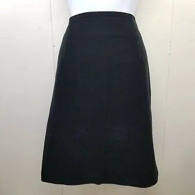 Laura Ashley 12 Black Corduroy Skirt Back Slit Vintage High Waist Pencil Straigh • £48.16