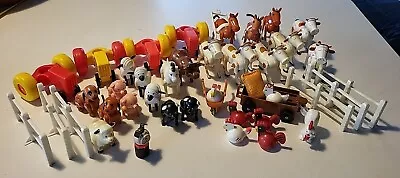 Vintage Fisher Price Little People Farm Tractor Wagon Animals Sheep Cow Pig... • $21.50