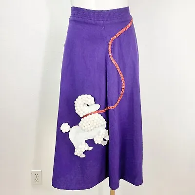 Vintage Purple Poodle Skirt Costume Dance Cotton By La Drawstrings Small • $43.98