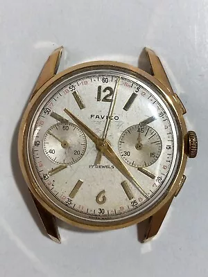 Vintage Favico Chronograph Gold Filled Wind-up Men’s Watch (3-#276) • $49.75