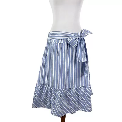 J By J. Crew Blue White Stripe Skirt With Bow Sz. 8 • $18.99