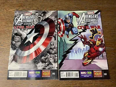 Avengers Assemble Season 2 Civil War #1 #2 Marvel Comics Comic Book Lot Of 2 • $10.30