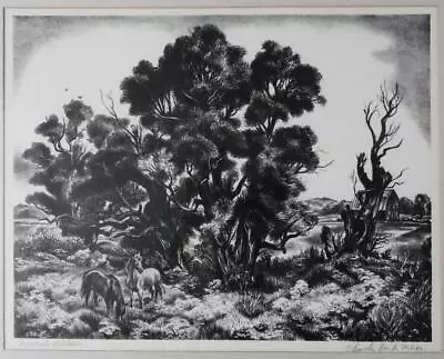 Vtg Pencil Signed Charles Banks Wilson Framed ROADSIDE WILLOW Lithograph Print • $495