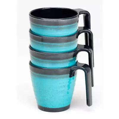 Flamefield Granite Aqua Melamine Mugs - Set Of 4 • £12.99