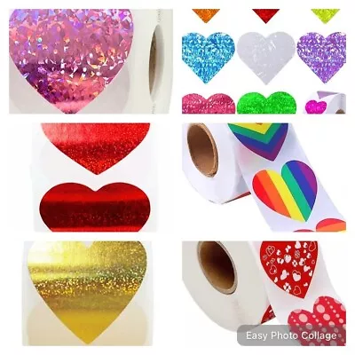 Valentines Love Heart Pride Rainbow Wedding Invite Craft Gift Labels Stickers • £1.69