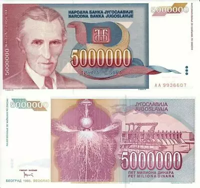 NIKOLA TESLA 5 MILLION YUGOSLAVIAN DINAR GLOSSY POSTER PICTURE PHOTO Light 1593 • $14.99