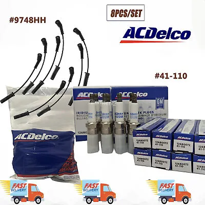 8PCS 9748HH Wires & 41-110 Spark Plugs Set ACDelco For Chevy GMC 4.8L 5.3L V8 • $45.99