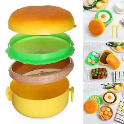Hamburger 3-Layer Portable Lunch Box Salad Box Microwave Safe Simple Design • $12.95