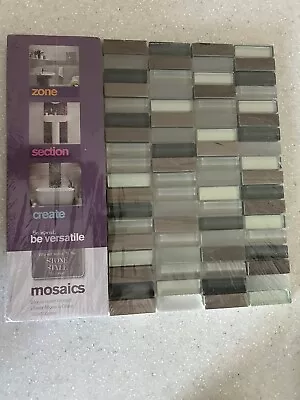 Luxury  Beige Brown & Iridescent Glass Mosaic Wall Tiles 300mm  X 300mm • £7.95