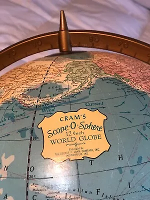 Vintage Cram's Scope-O-Sphere 12 Inch World Globe With Metal Base Includes USSR • $24.19