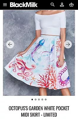 BlackMilk OCTOPUS'S GARDEN WHITE POCKETMIDI SKIRT - NWT “Rare” (M) Old BM Fit. • $300