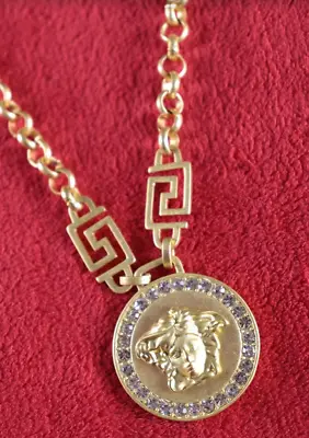 Vintage Versace Charm Amulet Pendant Gold Chain Necklace • $180