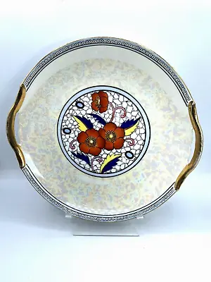 $22.99 • Buy Morimura Cake Plate Platter Art Deco Blue/Orange Luster Japan 1930s Noritake