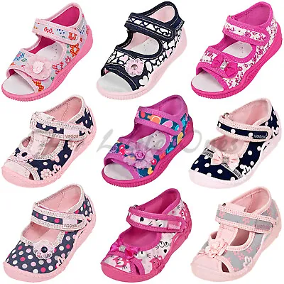 Girls Canvas Shoes Slippers Sandals Trainers Baby Kids Toddler UK 2.5 -8 Nursery • £9.99