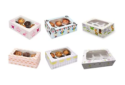 Cupcake Boxes Muffin Boxes Themed 6 Hole 2 Boxes Per Pack PREMIUM QUALITY • £7.33