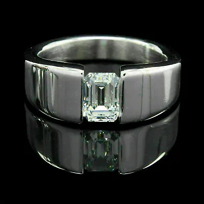 Tension Set Men's Engagement Wedding Ring 14K White Gold 2 Ct Cubic Zircon Ring • $282.27