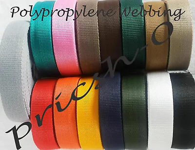 £3.99 • Buy 19 25 32 Mm Polypropylene Webbing Strapping Bags Craft  Boat Weave Nylon Tape