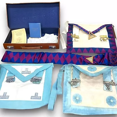 Vintage Masonic Aprons And Regalia Sash Booklets Case Bundle • £89.10