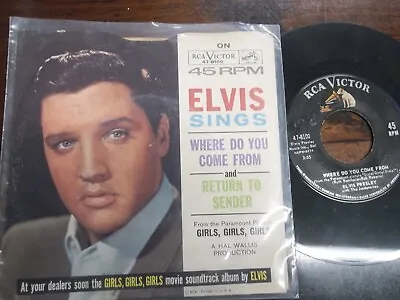 Elvis Presley 45 Record Pic Sleeve Return To Sender/very Good Minus • $5.95