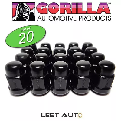 (20pc.) Gorilla Lug Nuts Black Honda Acura Ball Seat 12mm X 1.50 12x1.5 • $45.88